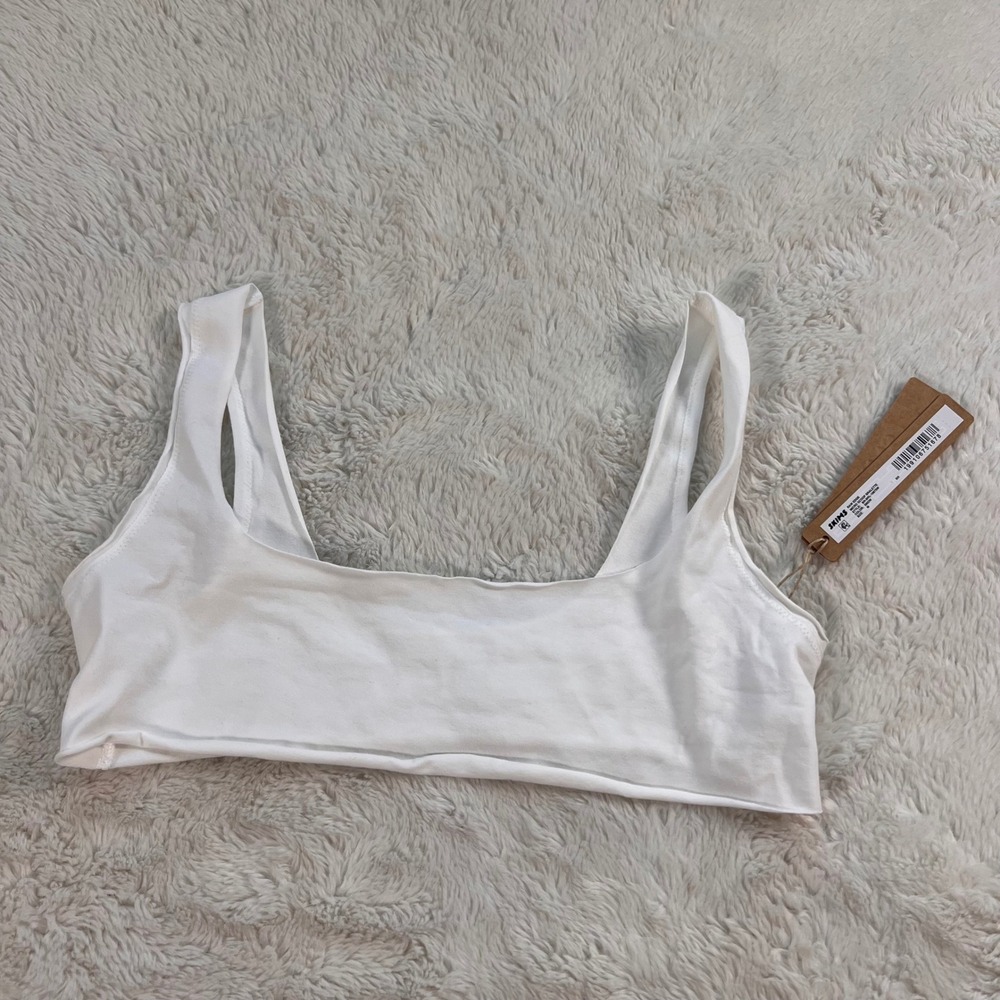 SKIMS Raw Edge Micro Scoop Bralette Snow White BR-BRL-10675W Women Medium NEW